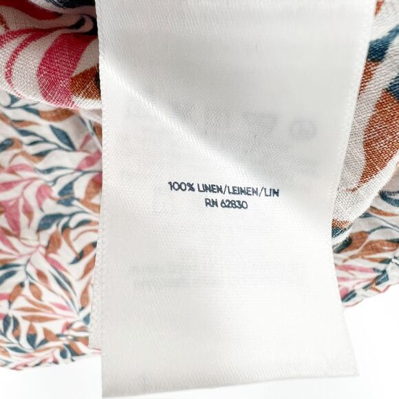 Lands End Linen A-Line Long Sleeve Tunic Top Floral - Picture 5 of 7